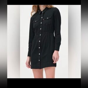 Levi’s Black Denim Shirt Dress Button Front Long Sleeve Size M NWT grunge/biker